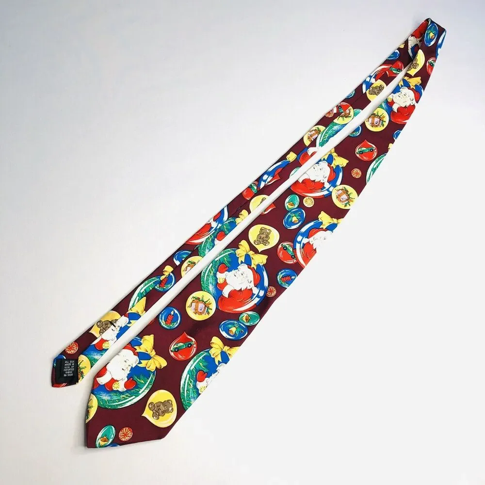 HOLIDAYS by JCPenney by MMG🎅🏻Burgundy Red Santa Claus Christmas🎅🏻Holiday Tie